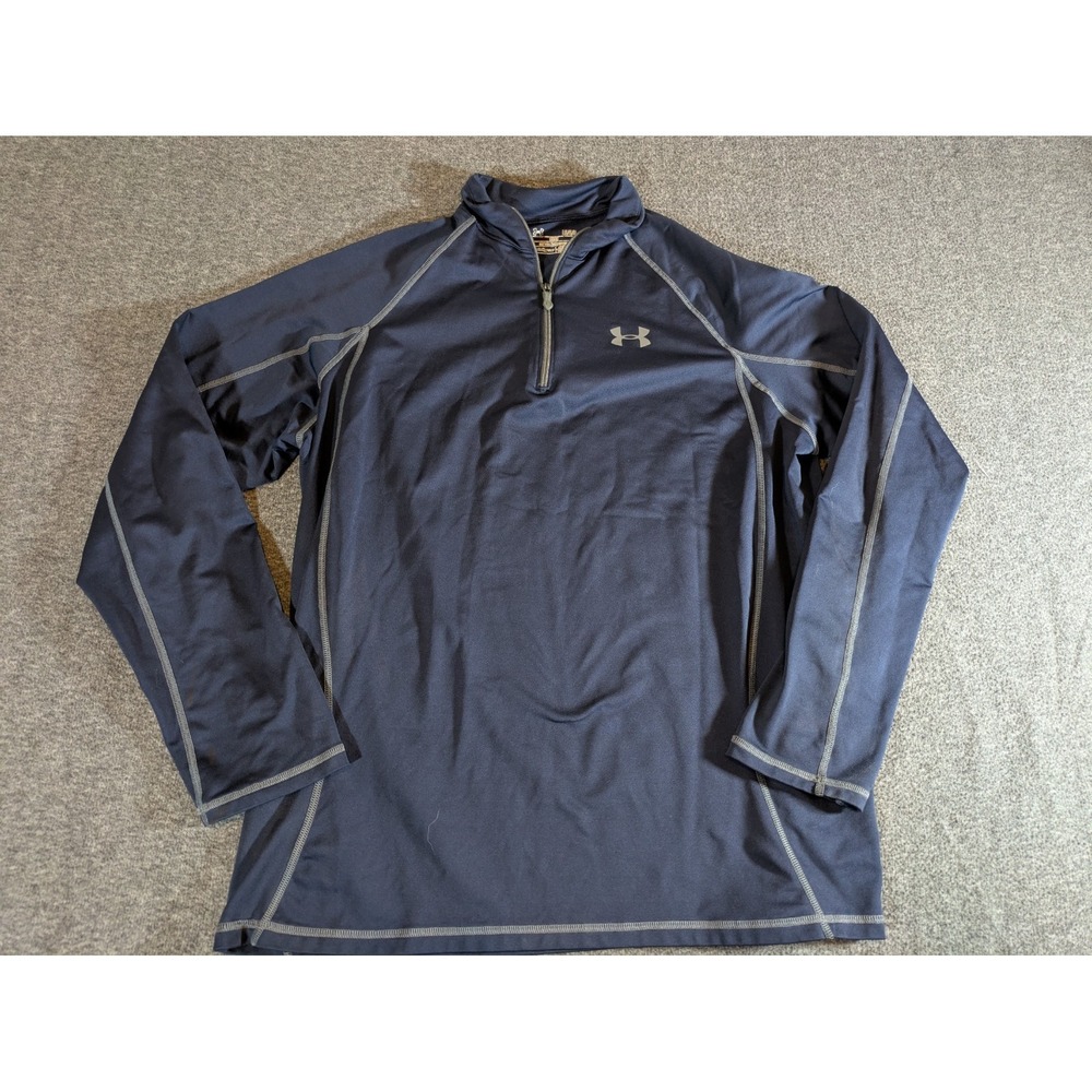 Under Armour Shirt Men's Pullover‎ Gray 1/4 Zip Loose Fit Coldgear Size L